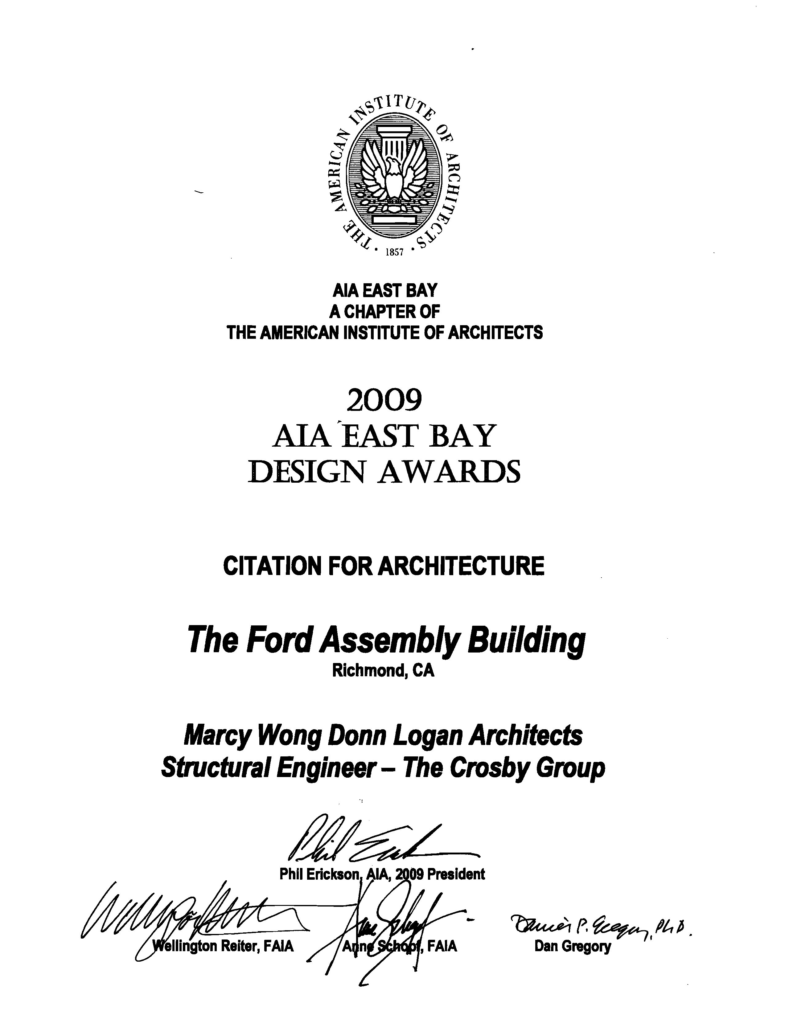 AIA Award Certificate-Ford Bldg